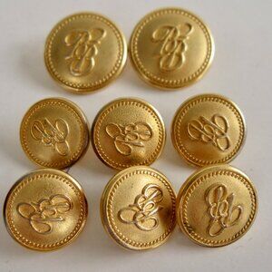 Brooks Brothers 8 Blazer Replacement Buttons Double B Logo Gold Tone Preppy